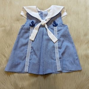 Vintage Nannette blue and white nautical dress size 12 M